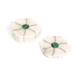 Audrey Floral Coaster Set of 4 White Marble - Home4u